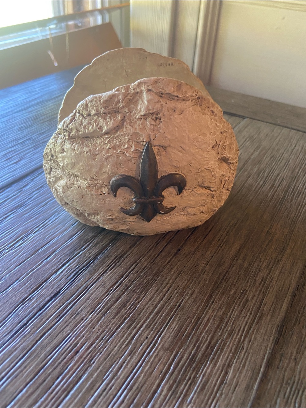 Fleur-de-Lis Stone Accent - Beige Decorative Home Accent
